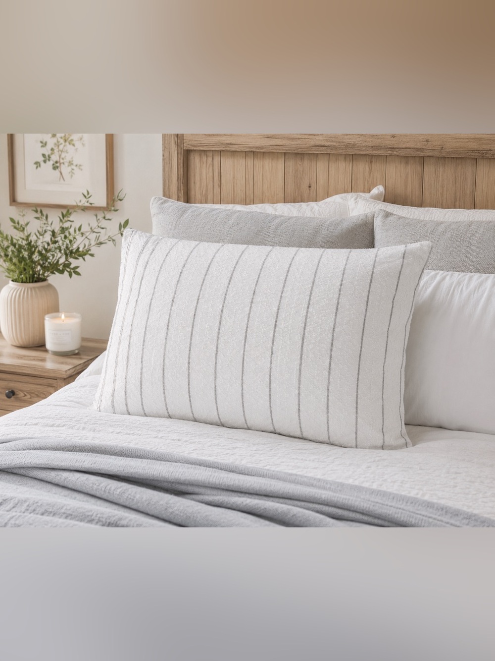 NWOT Quiet Gray Stripe Pillow Cover
